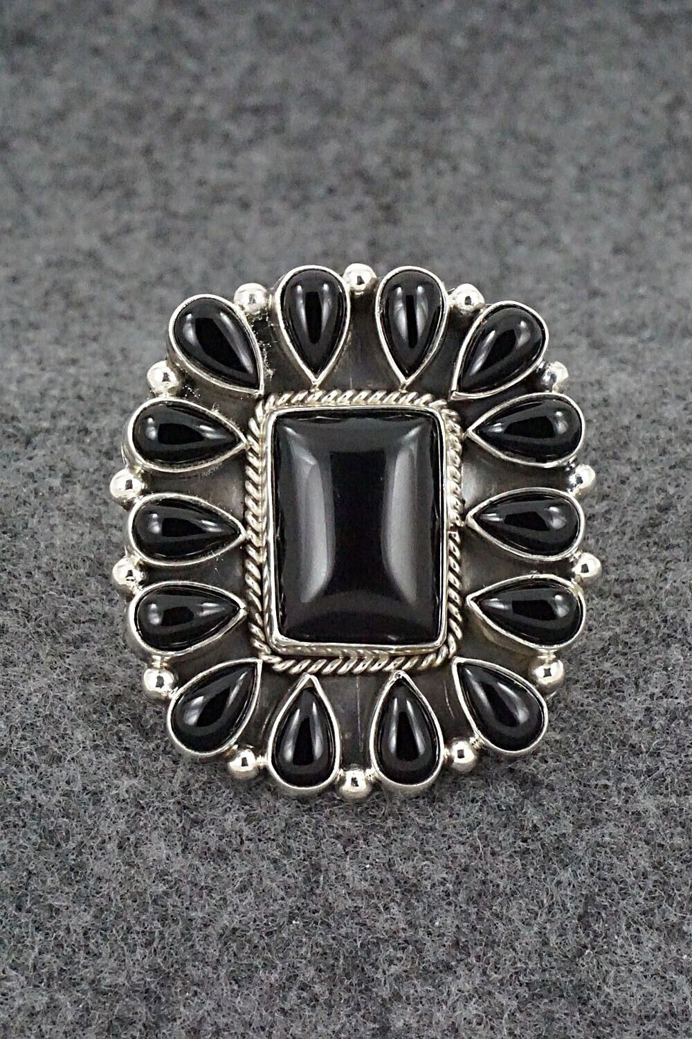 Onyx & Sterling Silver Ring - Verley Betone - Size 8