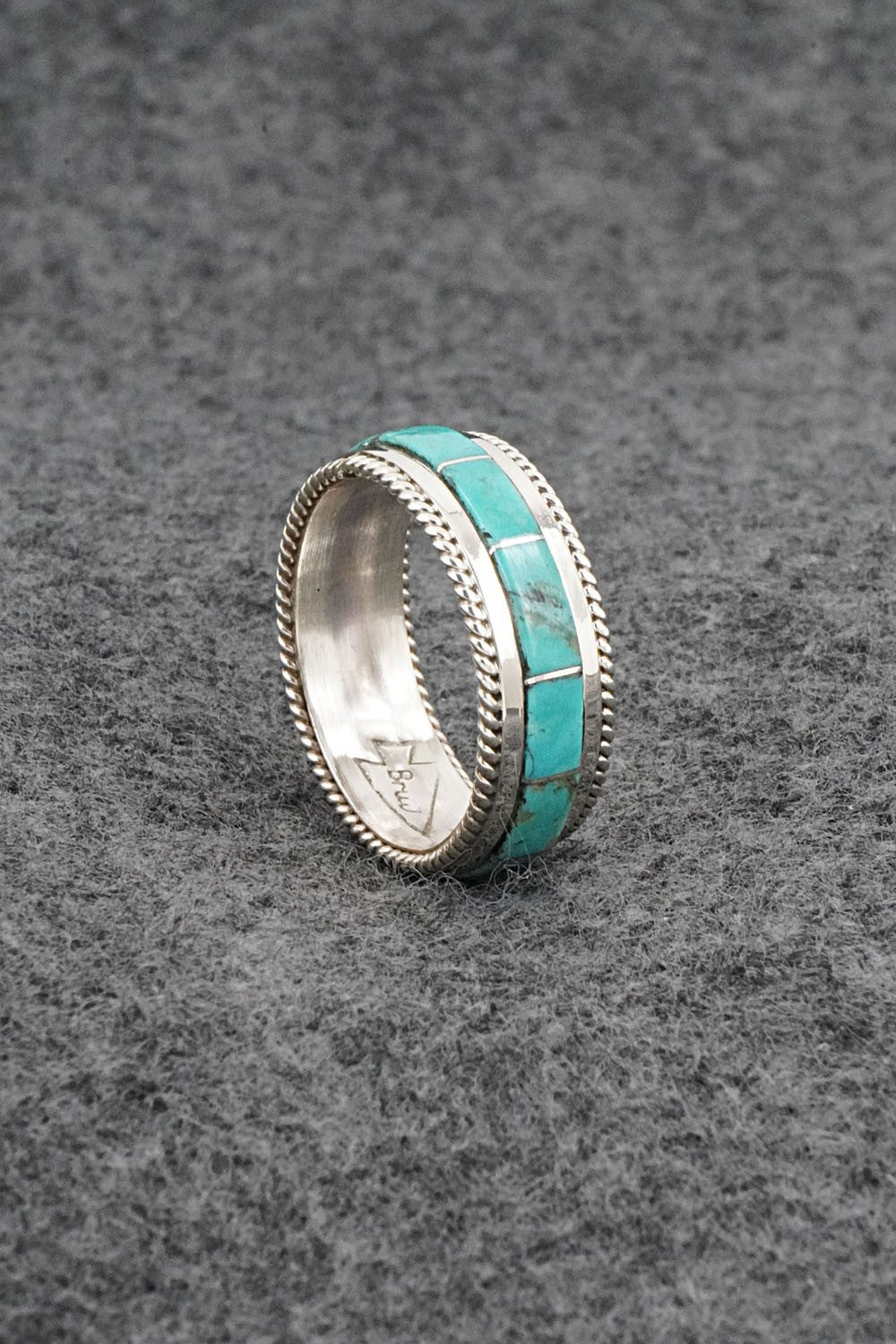 Turquoise & Sterling Silver Ring - Bruce Johnson - Size 9.5