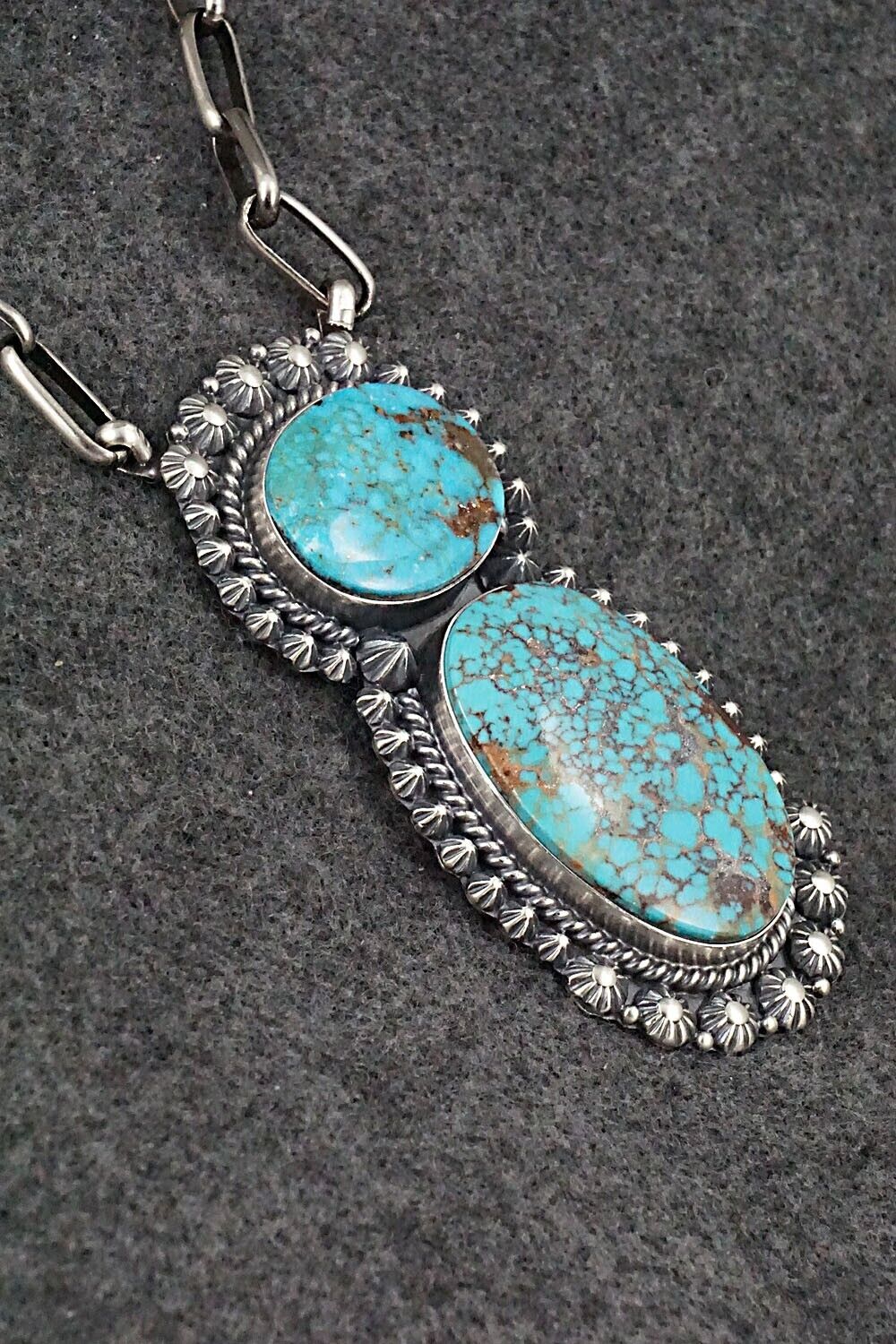 Turquoise & Sterling Silver Necklace - Raymond Delgarito