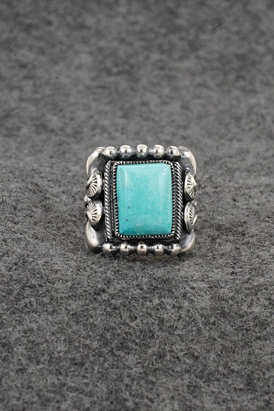 Turquoise & Sterling Silver Ring - Delbert Gordon - Size 7.5