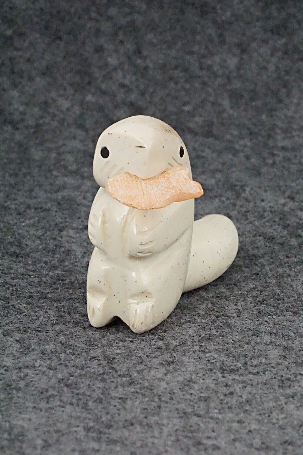 Otter with Fish Zuni Fetish Carving - Justin Red Elk