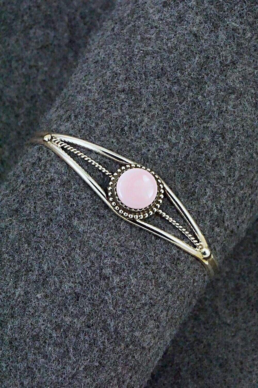 Pink Conch Shell & Sterling Silver Bracelet - Esther White