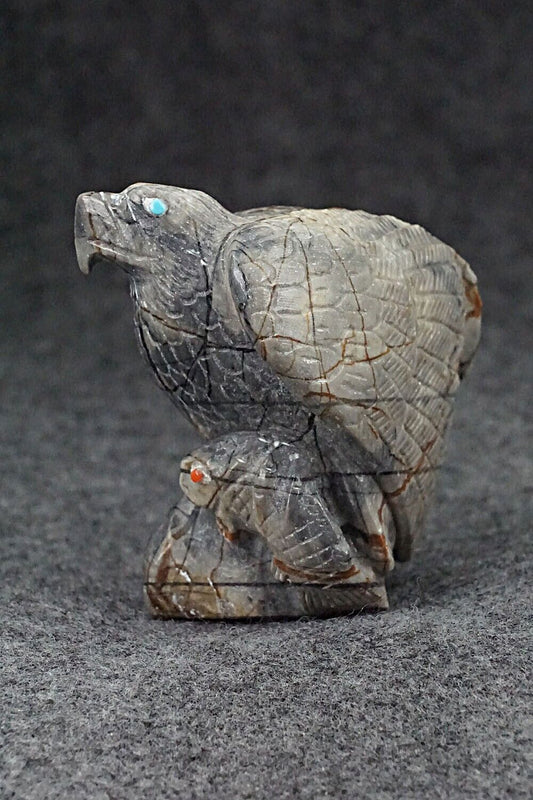 Eagle with Fish Zuni Fetish Carving - Derrick Kaamasee