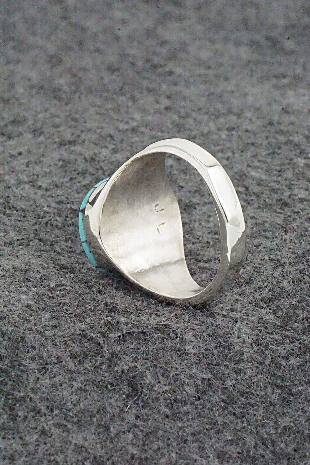 Turquoise & Sterling Silver Inlay Ring - Johnson Laweka - Size 9.5