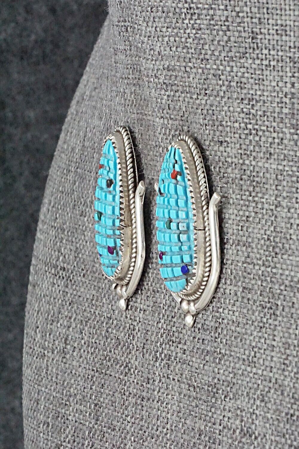Turquoise & Sterling Silver Earrings - Tracy Bowekaty