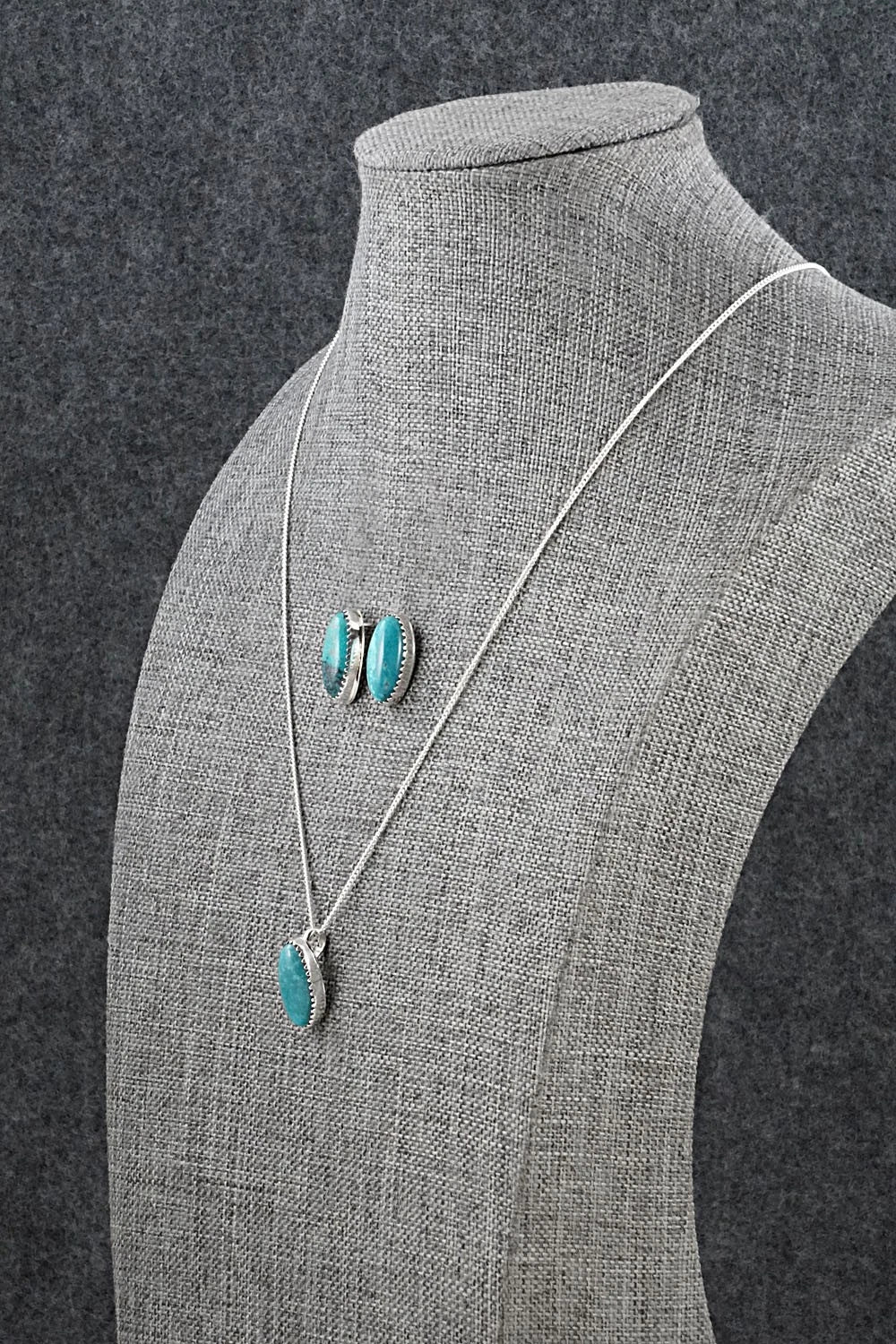 Turquoise & Sterling Silver Necklace and Earrings Set - Murray Hannaweeka