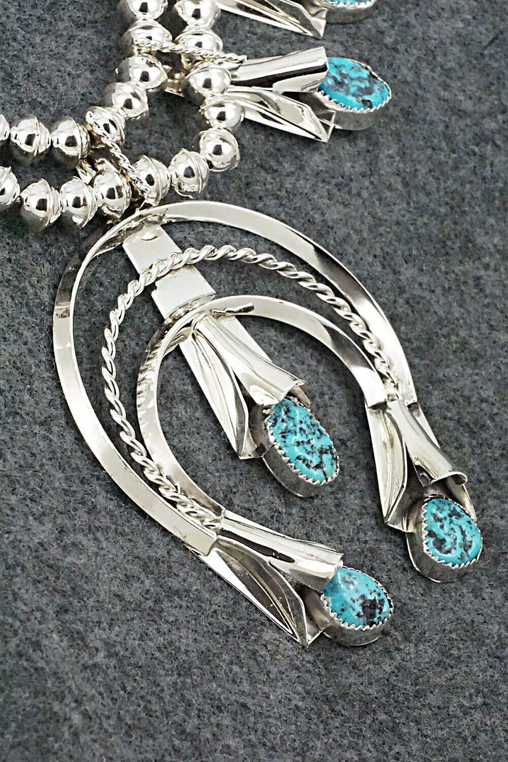 Turquoise & Sterling Silver Squash Blossom Set - Louise Yazzie