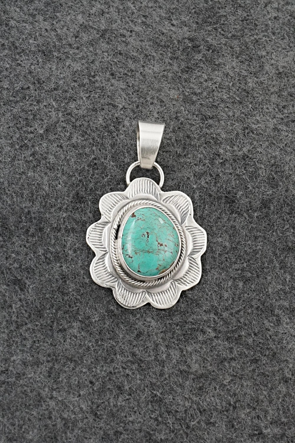 Turquoise & Sterling Silver Pendant - Cordell Platero