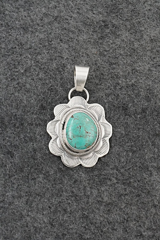 Turquoise & Sterling Silver Pendant - Cordell Platero