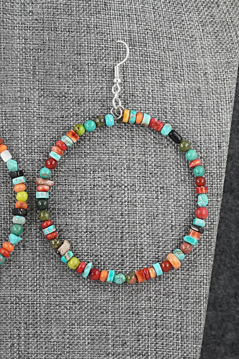 Multi-Stone & Sterling Silver Earrings - Helen Tsosie