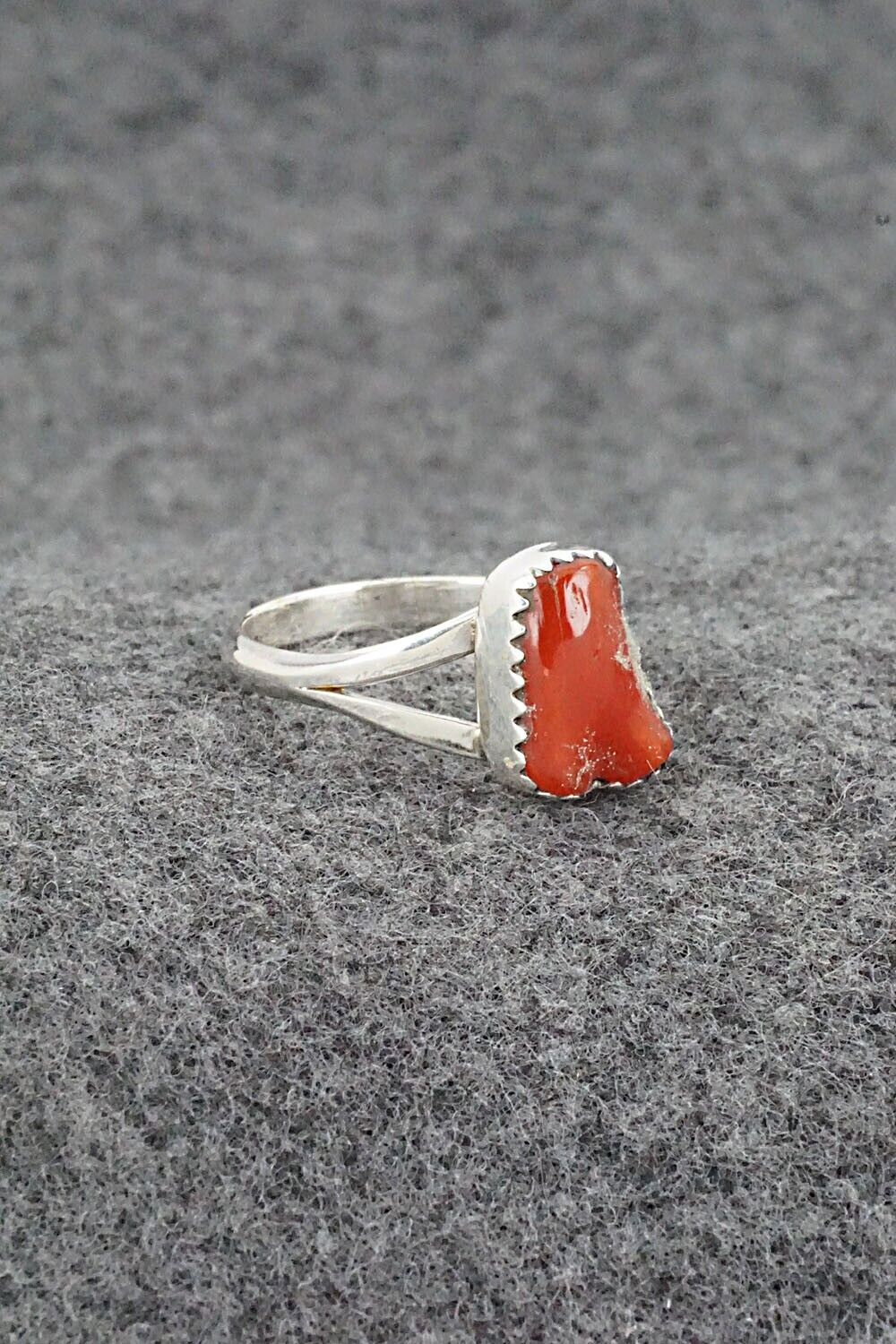 Coral & Sterling Silver Ring - Letricia Largo - Size 7