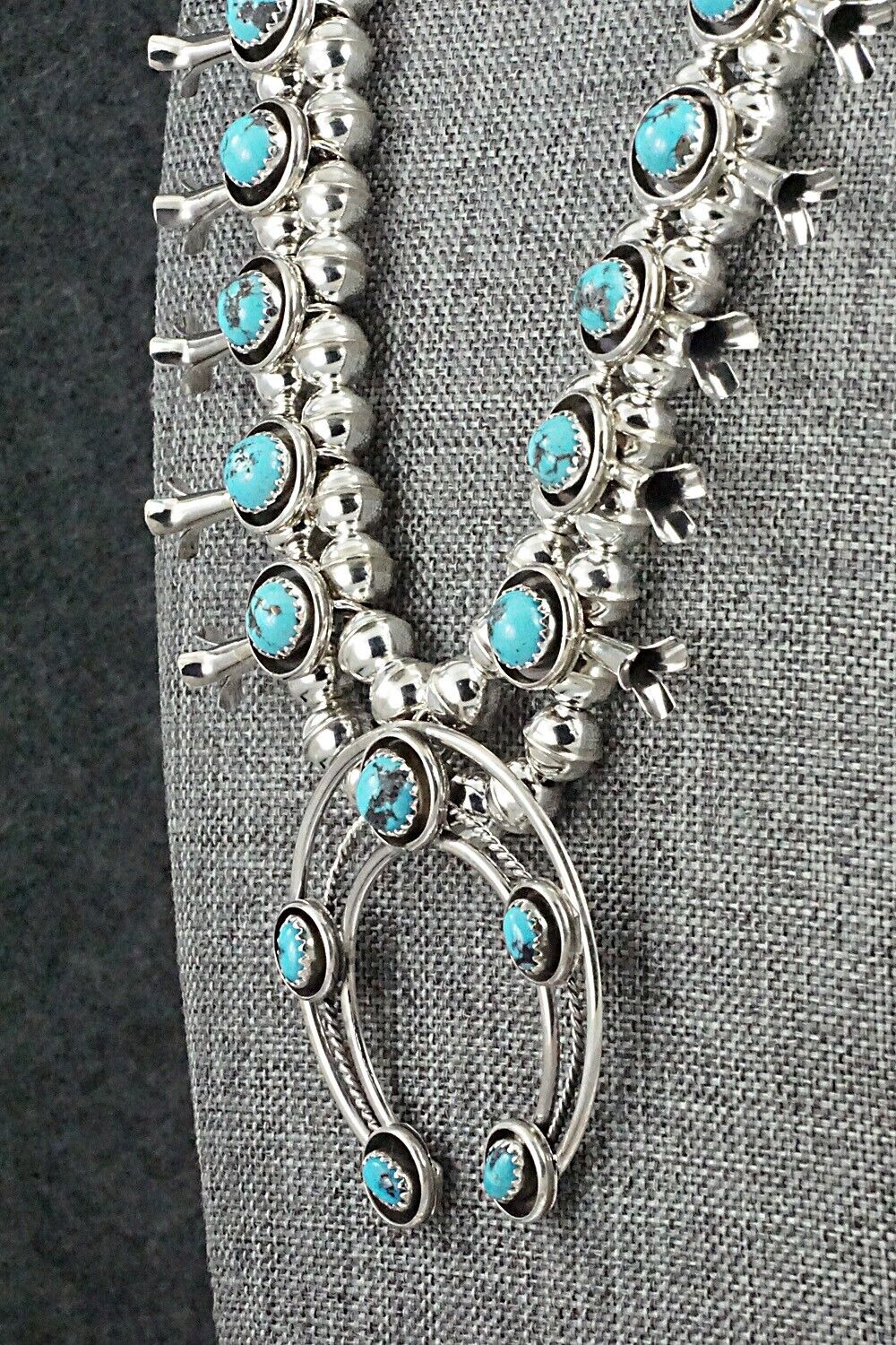 Turquoise & Sterling Silver Squash Blossom Set - Phil Garcia