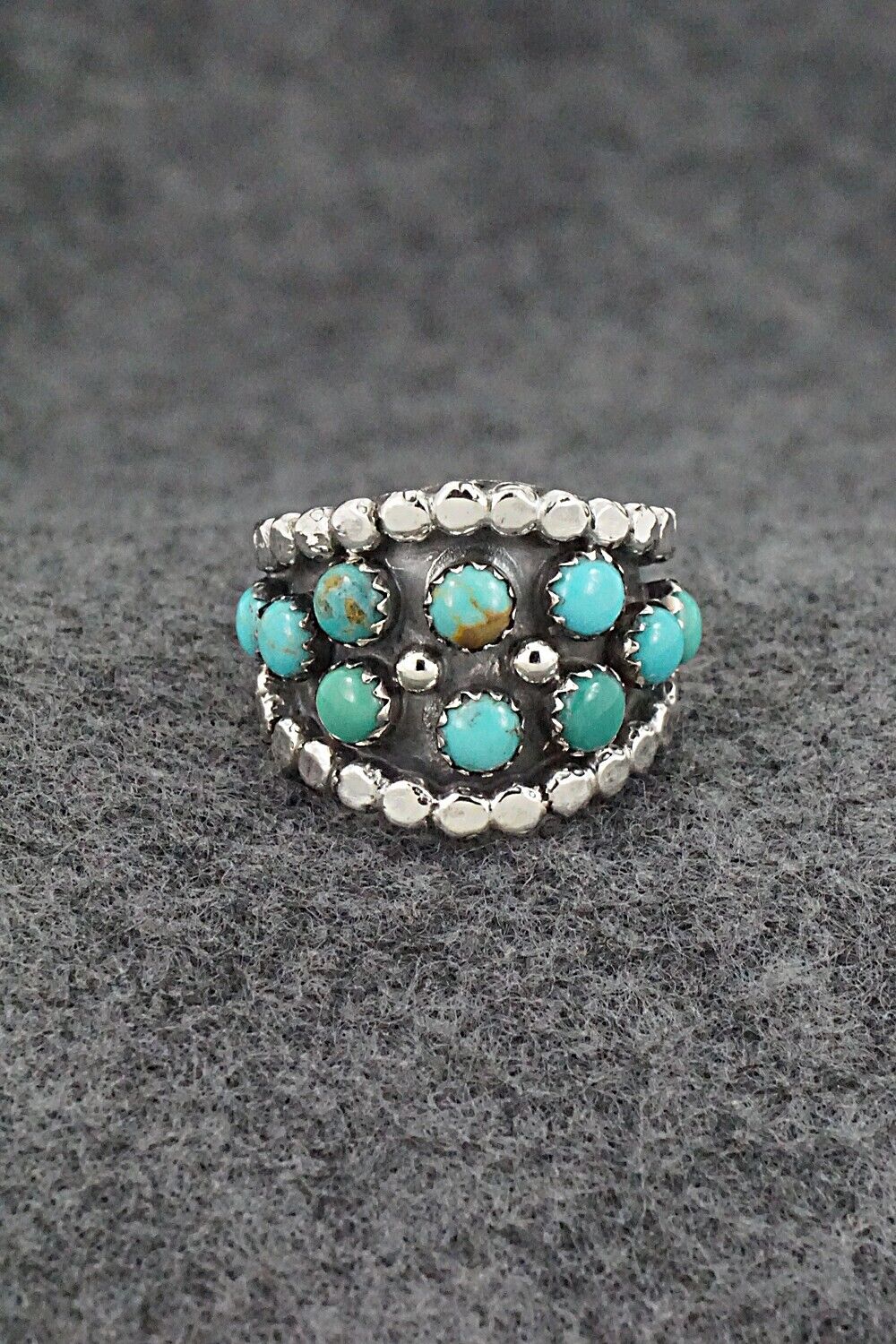 Turquoise & Sterling Silver Ring - Kenny Lonjose - Size 6.5