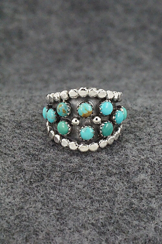 Turquoise & Sterling Silver Ring - Kenny Lonjose - Size 6.5