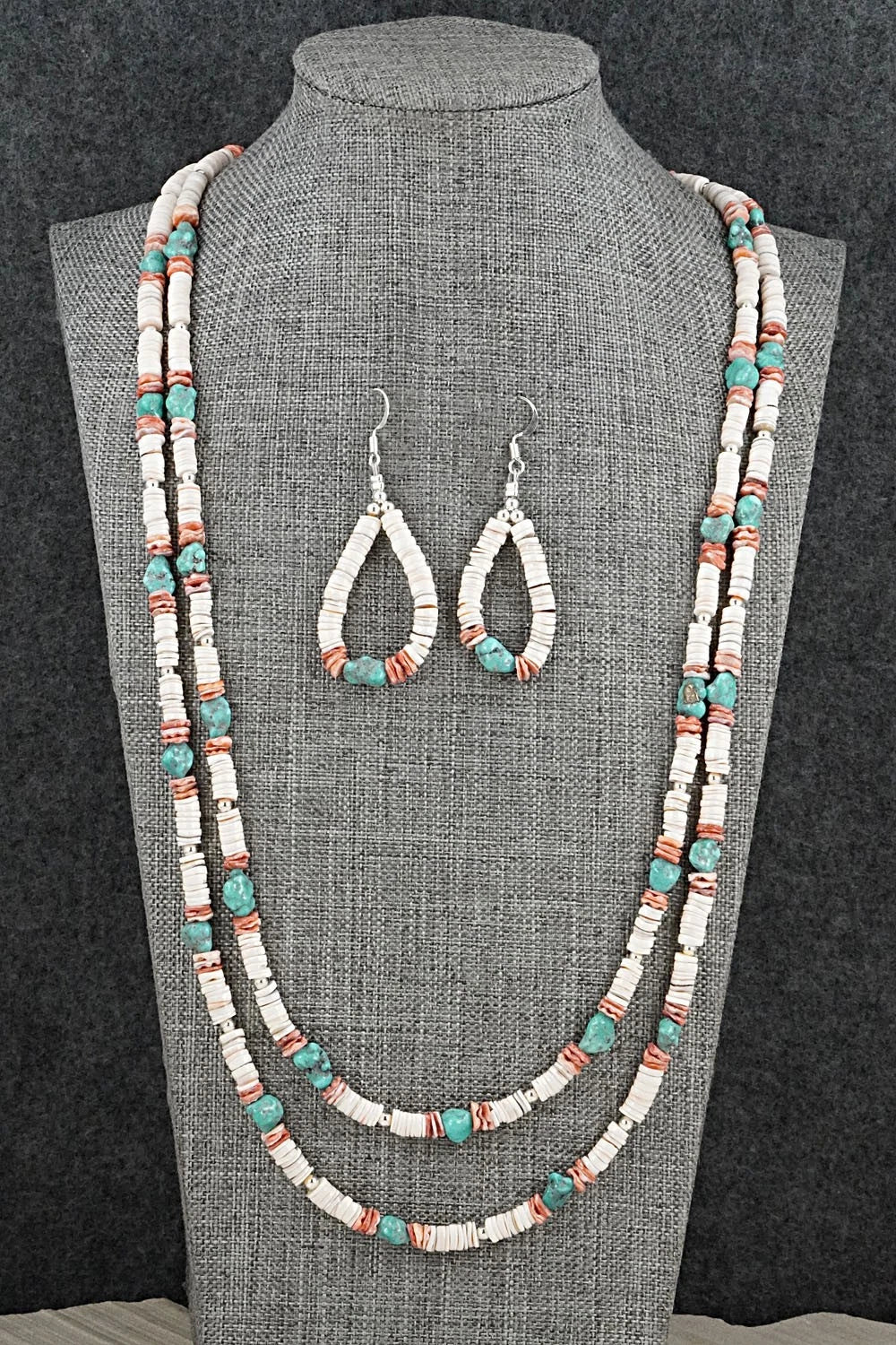 Spiny Oyster, Turquoise & Sterling Silver Necklace Set - Erika Brown