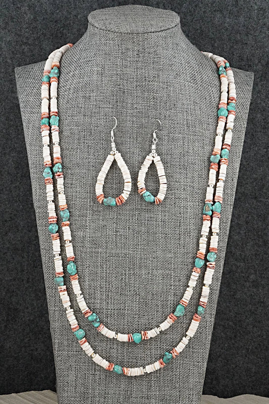 Spiny Oyster, Turquoise & Sterling Silver Necklace Set - Erika Brown