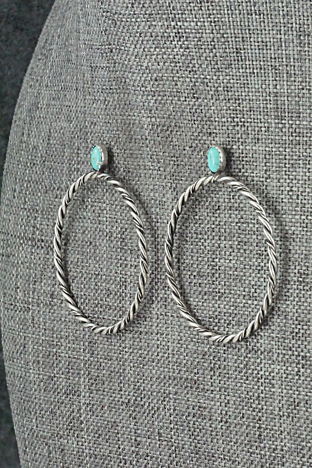 Turquoise & Sterling Silver Earrings - Nelson Leonard Jr.