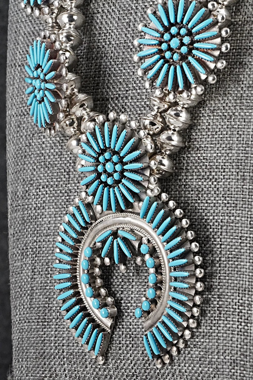 Turquoise & Sterling Silver Squash Blossom Set - Sibert Bowannie Sr.