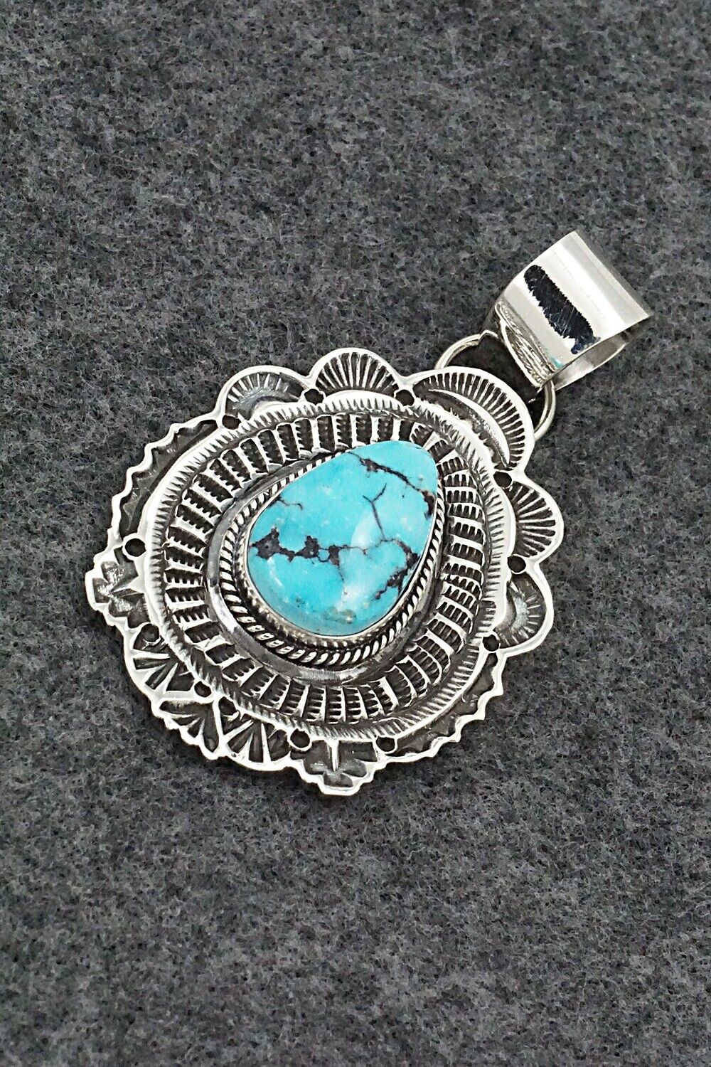 Turquoise & Sterling Silver Pendant - Leonard Maloney