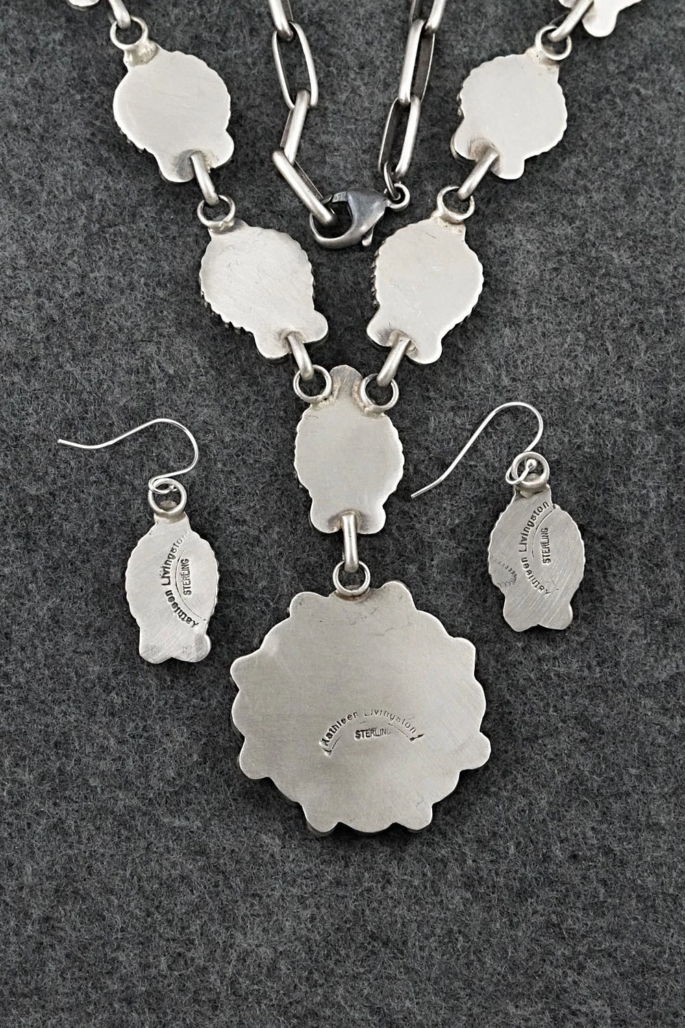 Turquoise & Sterling Silver Necklace and Earrings Set - Kathleen Livingston