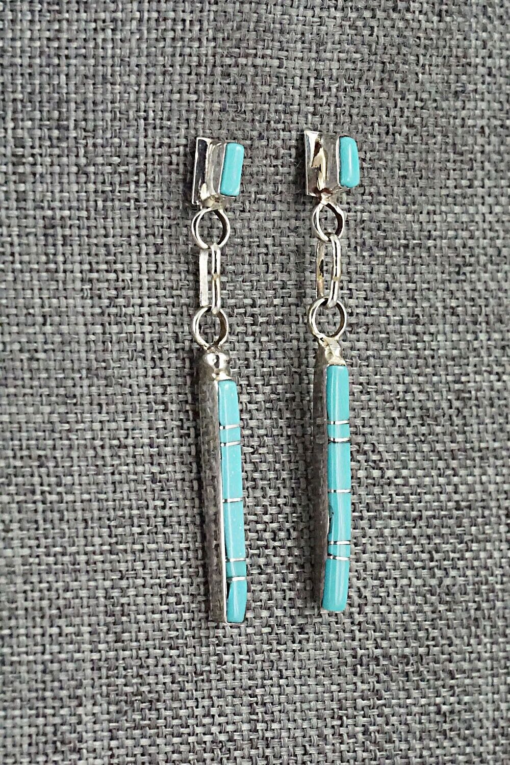 Turquoise & Sterling Silver Earrings - Roland Natachu
