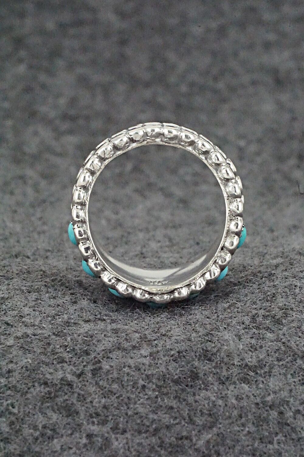 Turquoise & Sterling Silver Ring - Kenny Lonjose - Size 9.75