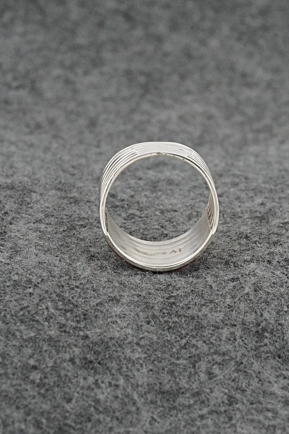 Coral & Sterling Silver Ring - Andrew Enrico - Size 10