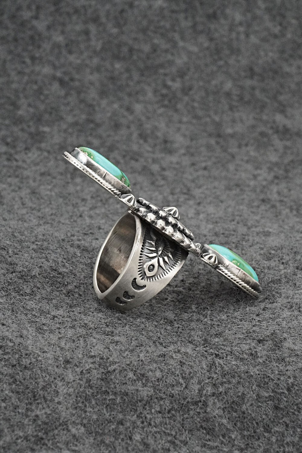 Turquoise & Sterling Silver Ring - Samuel Yellowhair - Size 7.5