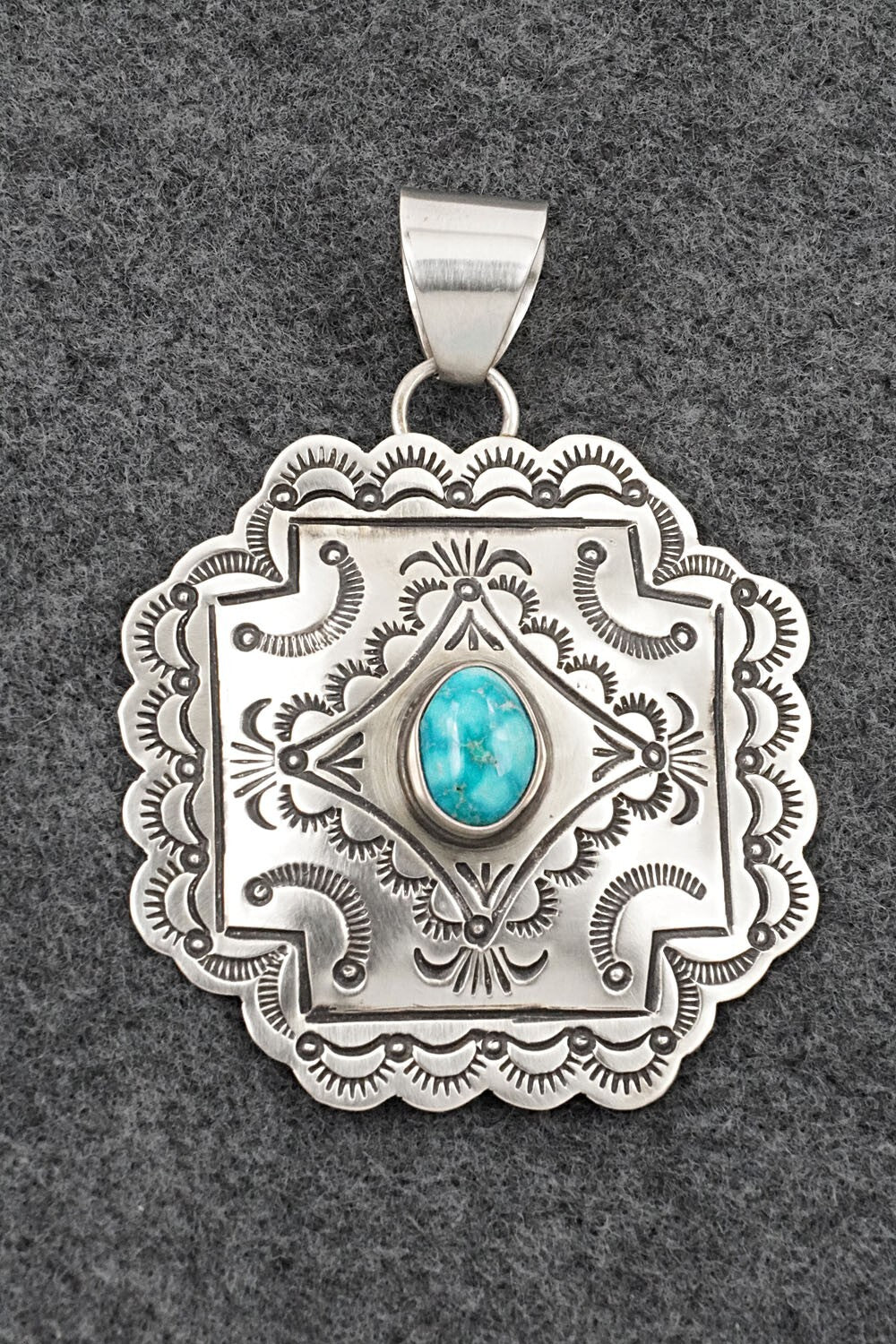 Turquoise & Sterling Silver Pendant - Arnold Blackgoat