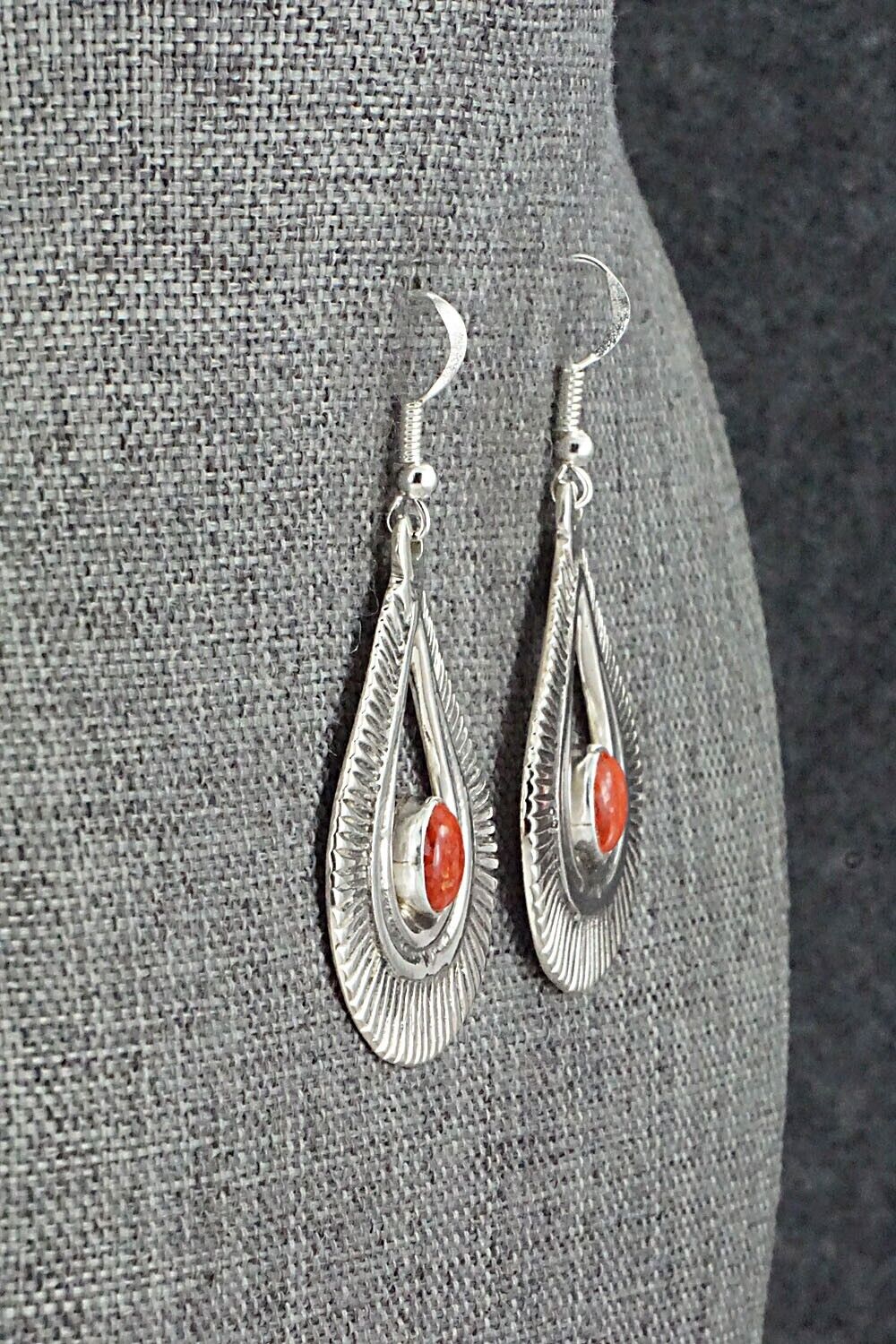 Coral and Sterling Silver Earrings - Veronica Kee