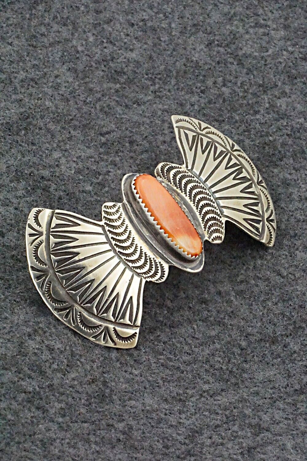 Spiny Oyster & Sterling Silver Hair Barrette - Martha Cayatineto