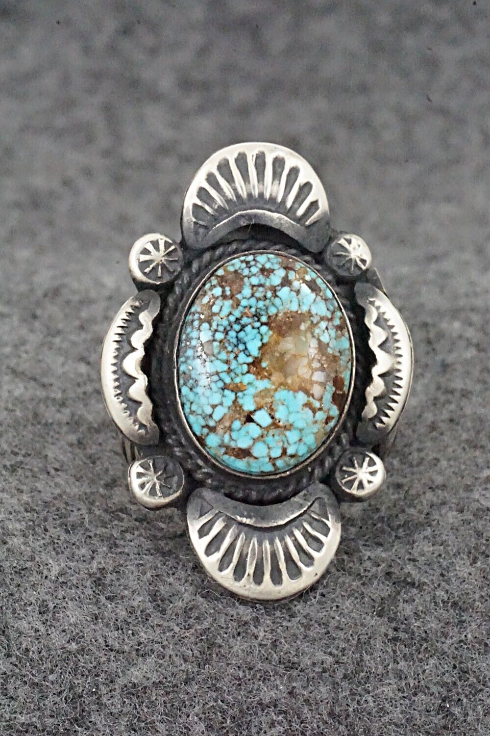 Turquoise & Sterling Silver Ring - Gilbert Tom - Size 8