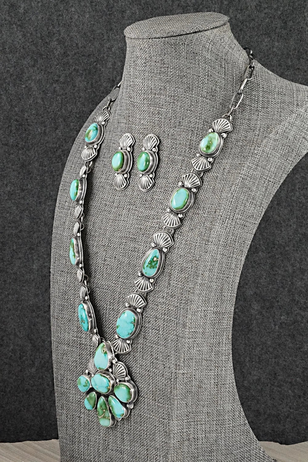 Turquoise & Sterling Silver Necklace and Earrings Set - Randy Boyd