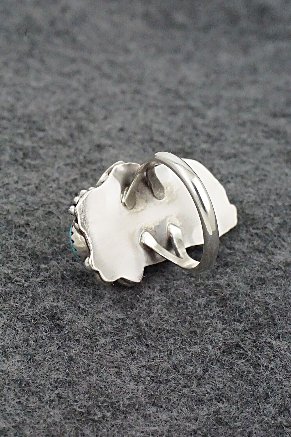 Turquoise, Coral & Sterling Silver Ring - Max Calladitto - Size 5.5