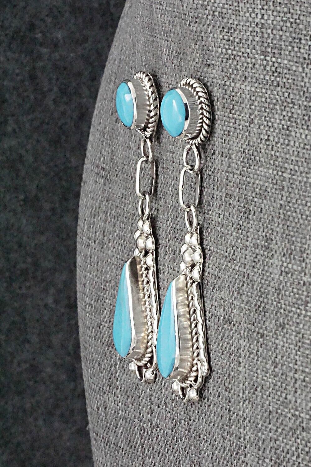 Turquoise & Sterling Silver Earrings - Juanita Yatsatie