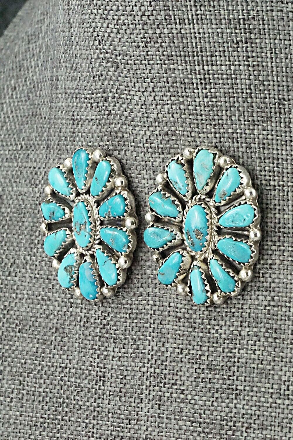 Turquoise & Sterling Silver Squash Blossom Set - Justina Wilson