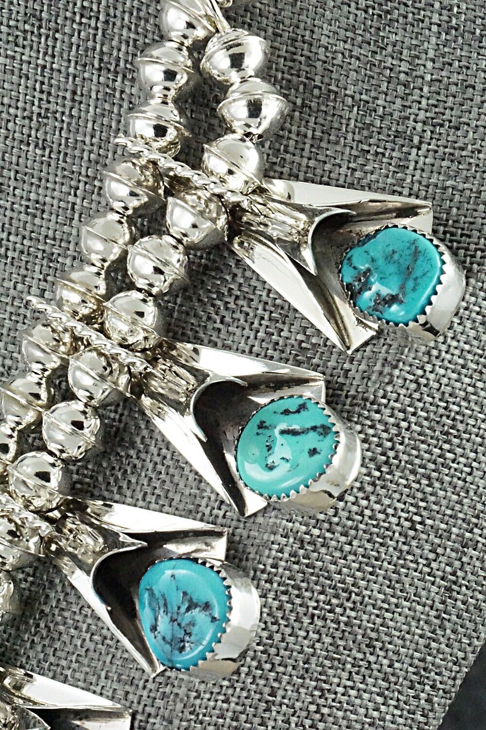 Turquoise & Sterling Silver Squash Blossom Set - Louise Yazzie