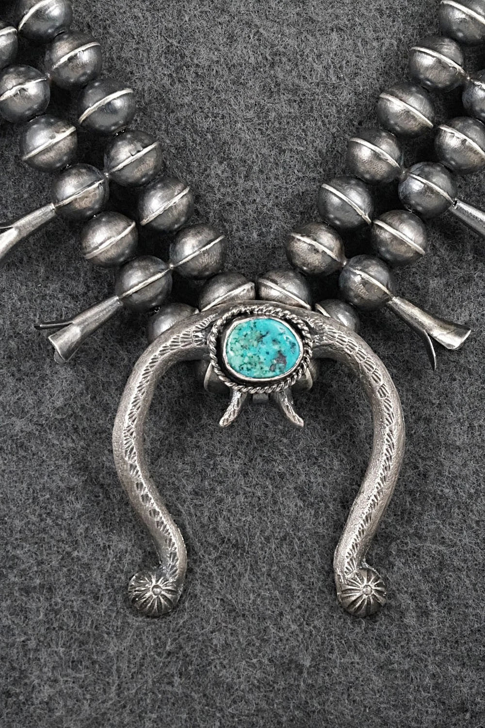 Turquoise & Sterling Silver Squash Blossom Set - Gilbert Martin