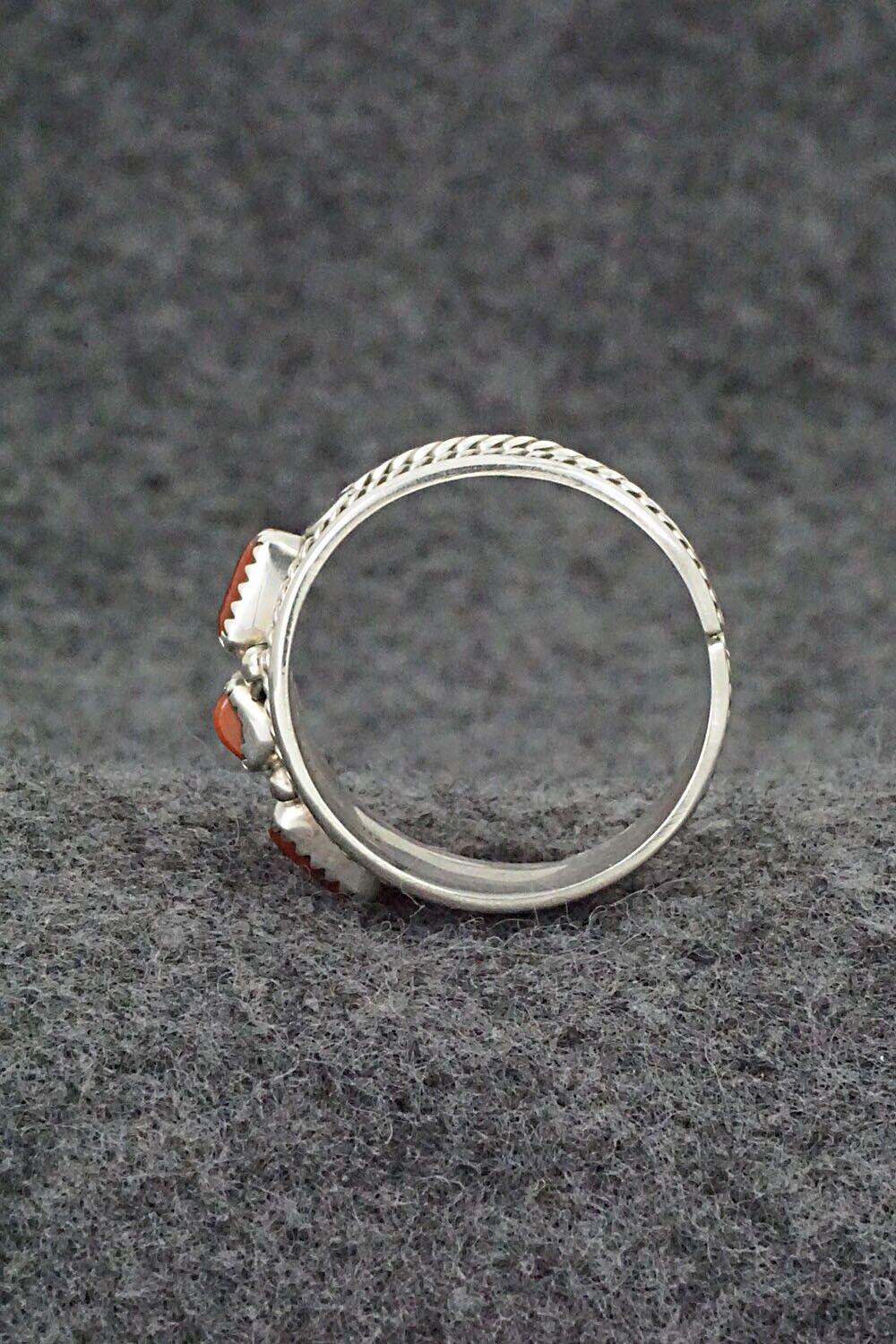 Coral & Sterling Silver Ring - Sondra Whitegoat - Size 11.5