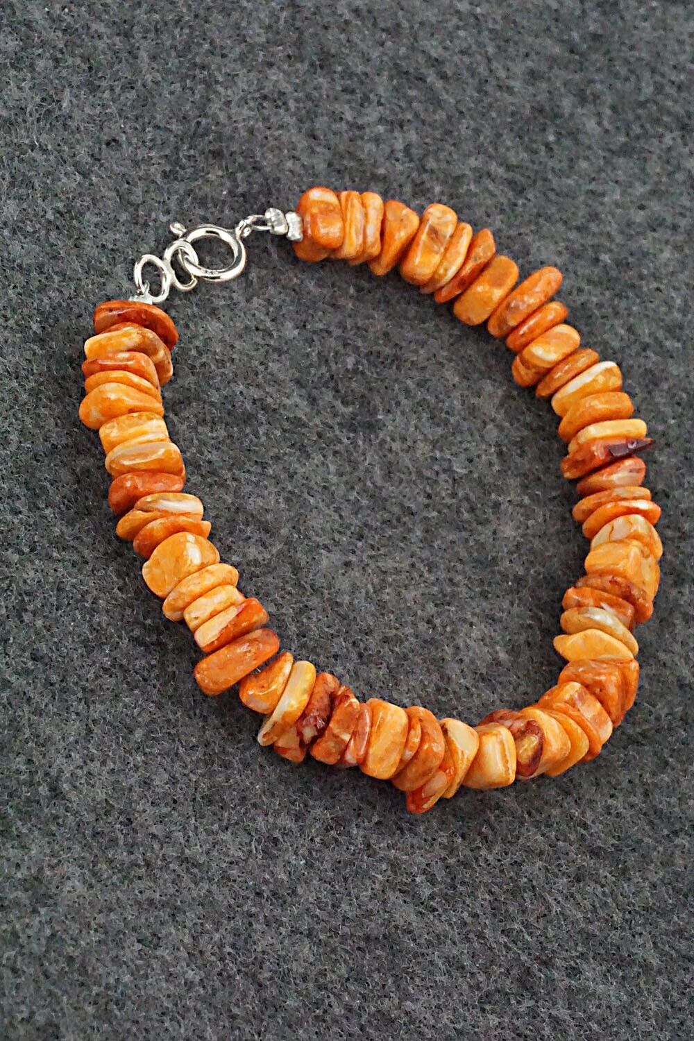 Spiny Oyster & Sterling Silver Bracelet - Louise Joe