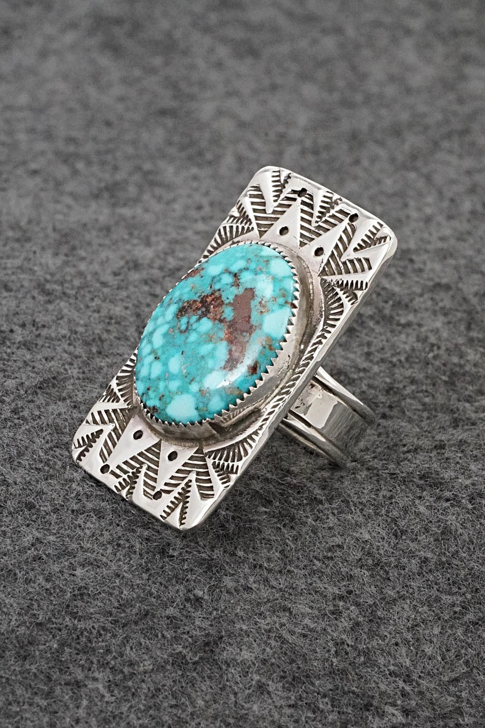 Turquoise & Sterling Silver Ring - Priscilla Reeder - Size 8.5