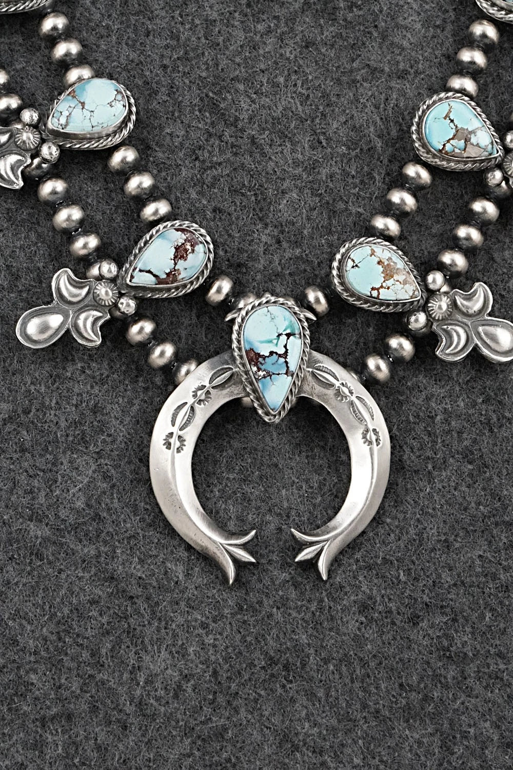 Turquoise & Sterling Silver Squash Blossom Set - Matthew Gordon