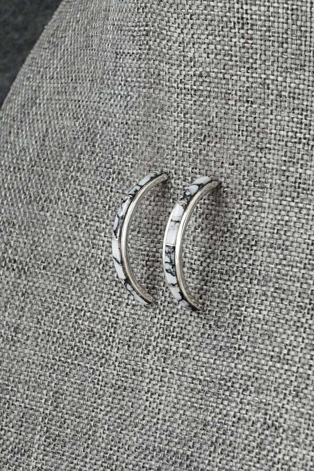 White Buffalo & Sterling Silver Earrings - Nathaniel Johnson
