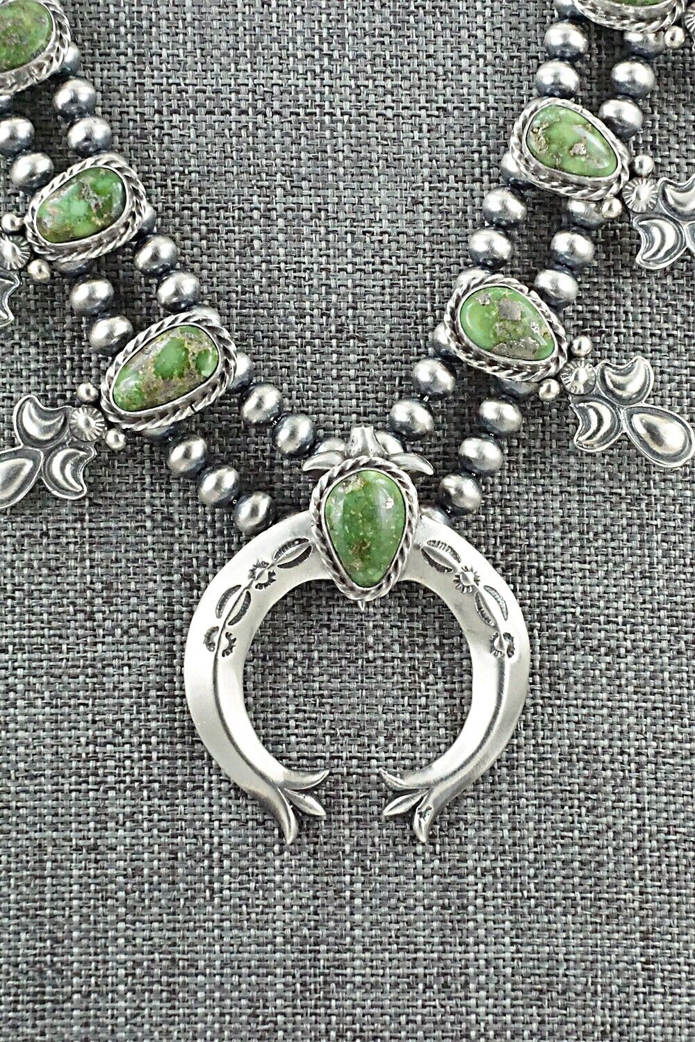 Turquoise & Sterling Silver Squash Blossom Set - Paige Gordon