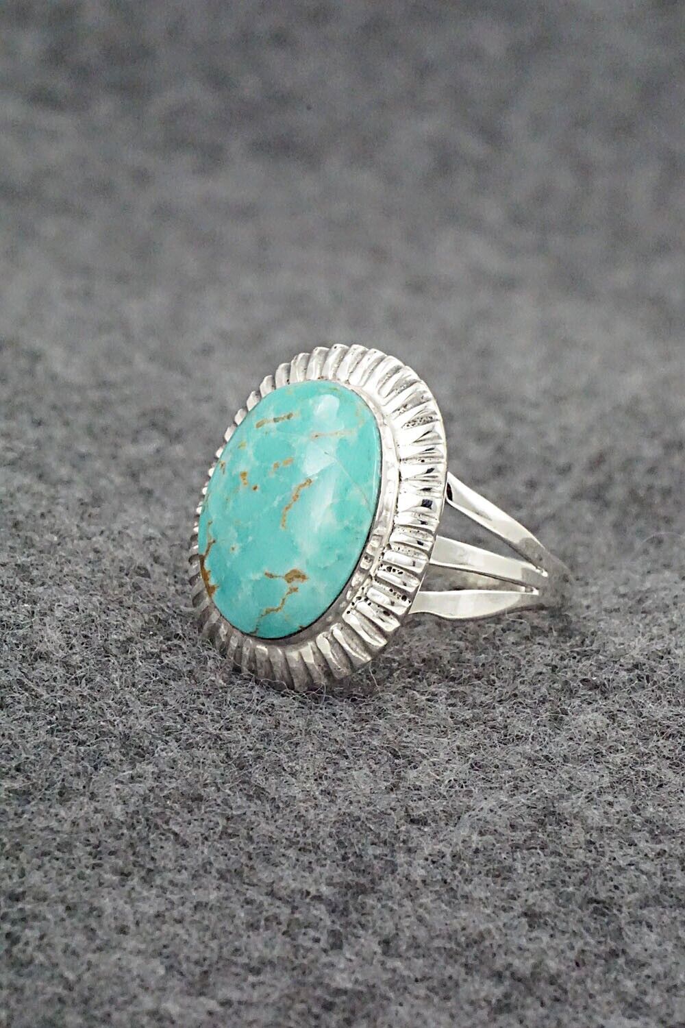 Turquoise & Sterling Silver Ring - Kenny Lonjose - Size 8.5