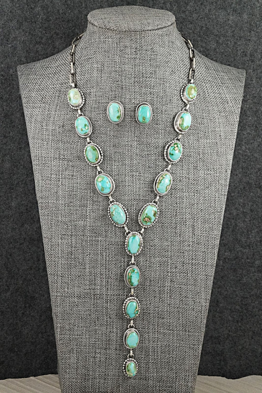 Turquoise & Sterling Silver Necklace and Earrings Set - Darrin Livingston