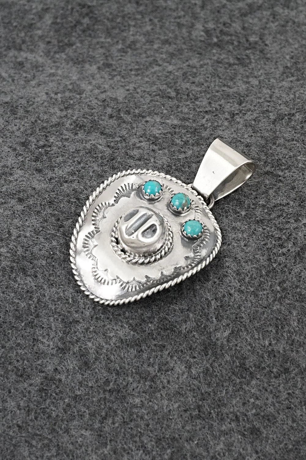 Turquoise & Sterling Silver Pendant - Bobby Platero