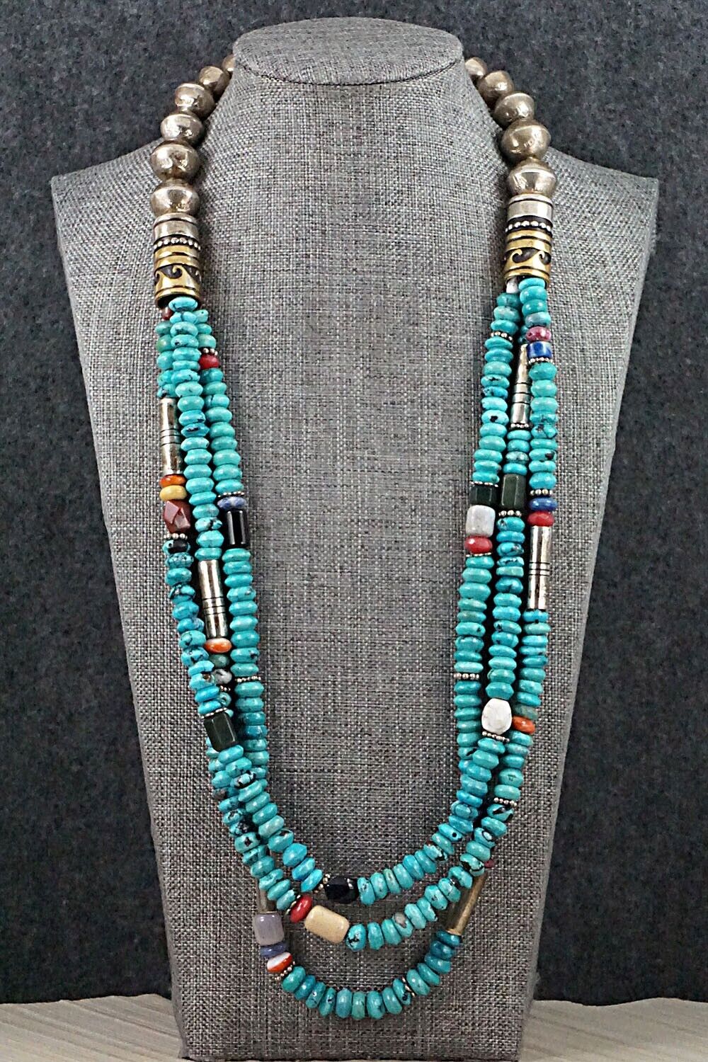 Multi Stone and Sterling Silver Necklace - Tommy Singer