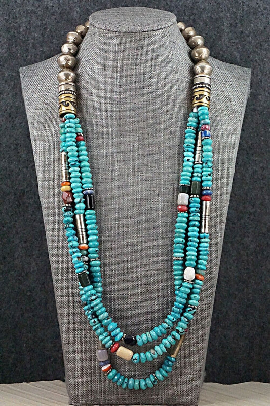 Multi Stone and Sterling Silver Necklace - Tommy Singer