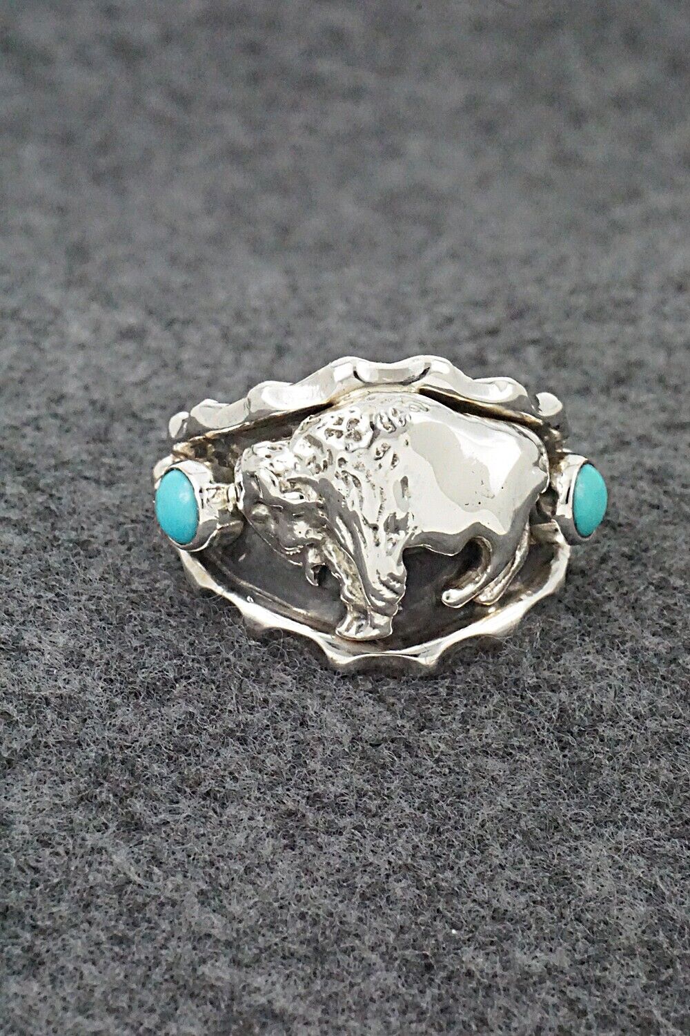 Turquoise & Sterling Silver Ring - Genevieve Francisco - Size 13